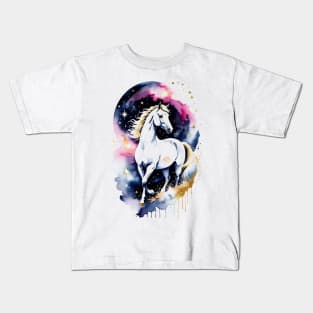 Cosmic White Horse Kids T-Shirt